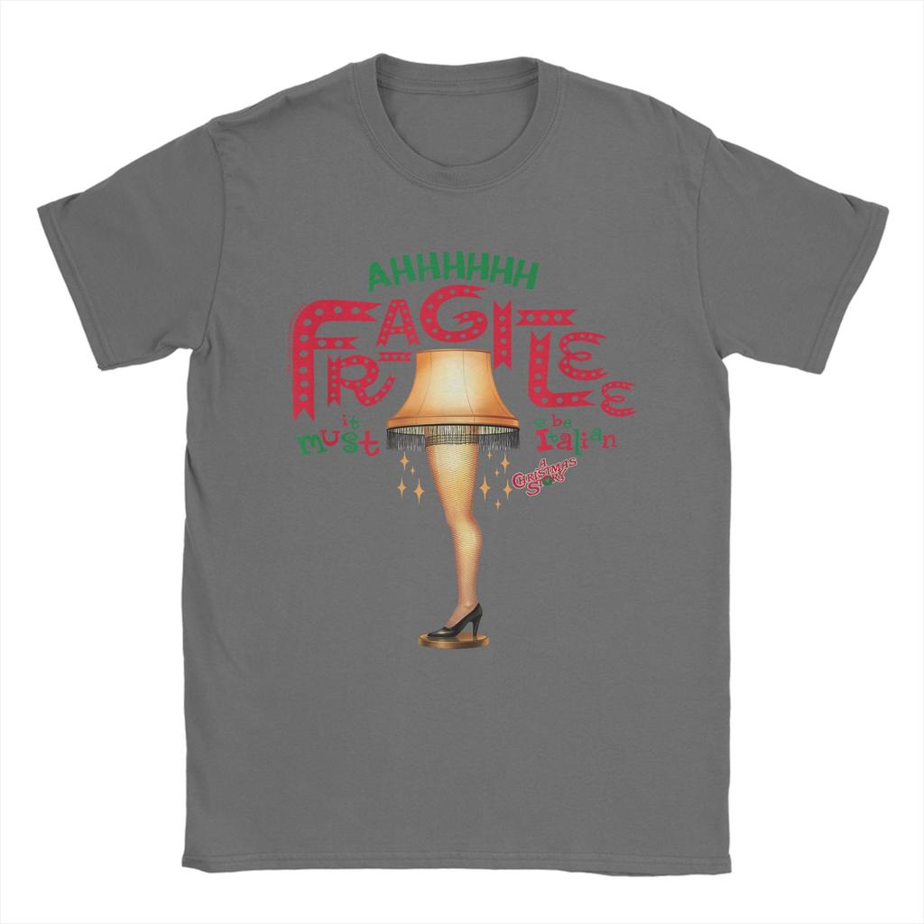 A Christmas Story Ahh Fragilee Leg Lamp Funny Holiday T Shirts for Men 100% Cotton T-Shirt O Neck  Tee Shirt Short Sleeve Tops