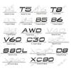 ABS Letters Numbers Emblem B4 B5 T4 T5 T6 T8 Trunk Lid Badge Decal Car Sticker for Volvo V60 Glossy Black Chrome