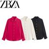 Jnleaog New Fall Women's Clothing European, American and French Style Design Fashionable Golden Breasted Drape Shirt 7969242