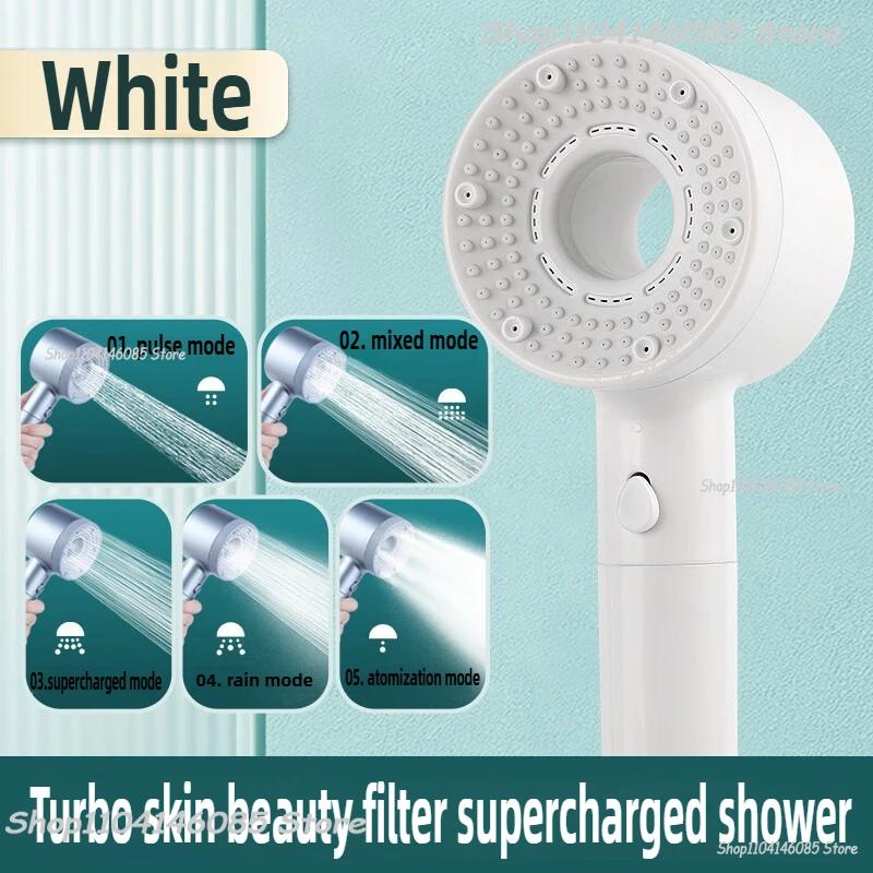5 Lägen Duschhuvud Högtryck Duschhuvud Bärbart Filter Regndusch Blandare Kran Badrum Bad Hem Badrumstillbehör
