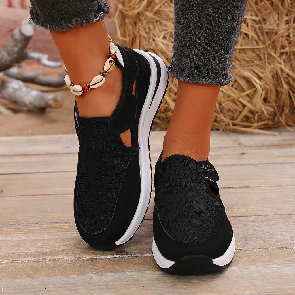 Fashion Women's Casual Shoes Spring Large Size Thick Bottom Slope Heel Mesh Surface Breathable Comfortable Leisure Footwear Size 36-43