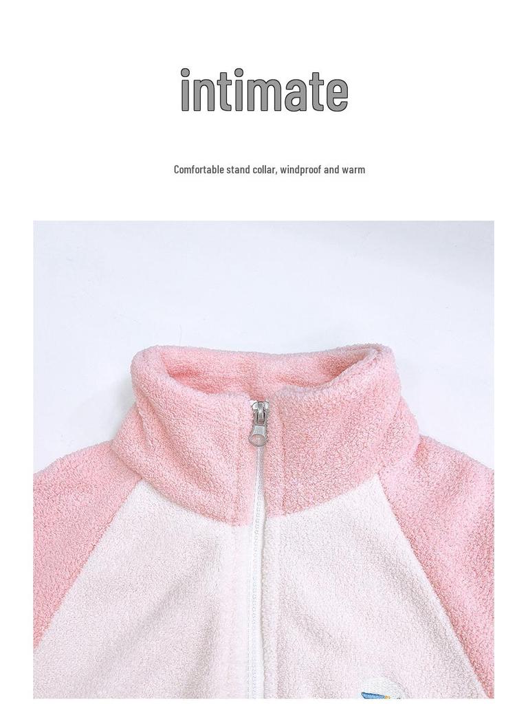 Kids' Plush Puff Jacket - Autumn/Winter Stand Collar Zipper Cardigan for Boys & Girls, Long Sleeve, Warm Home Wear.