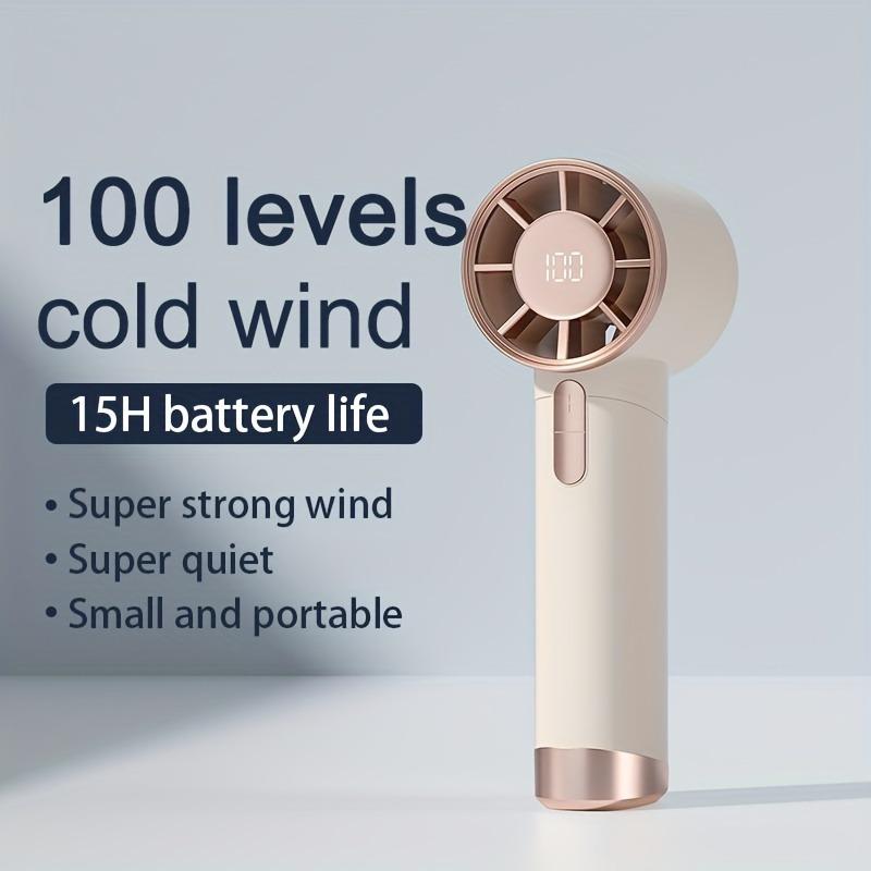 

1 шт. Турбо ручной вентилятор со светодиодным дисплеем, 100 регулируемых скоростей, портативный мини-вентилятор, USB-перезаряжаемый 1200 мАч, максимальная скорость ветра 9 м/с, бежевый