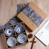 Juego de Vajilla de Porcelana Azul y Blanca Japonesa - Cuencos y Platos de Cerámica Caja de Regalo