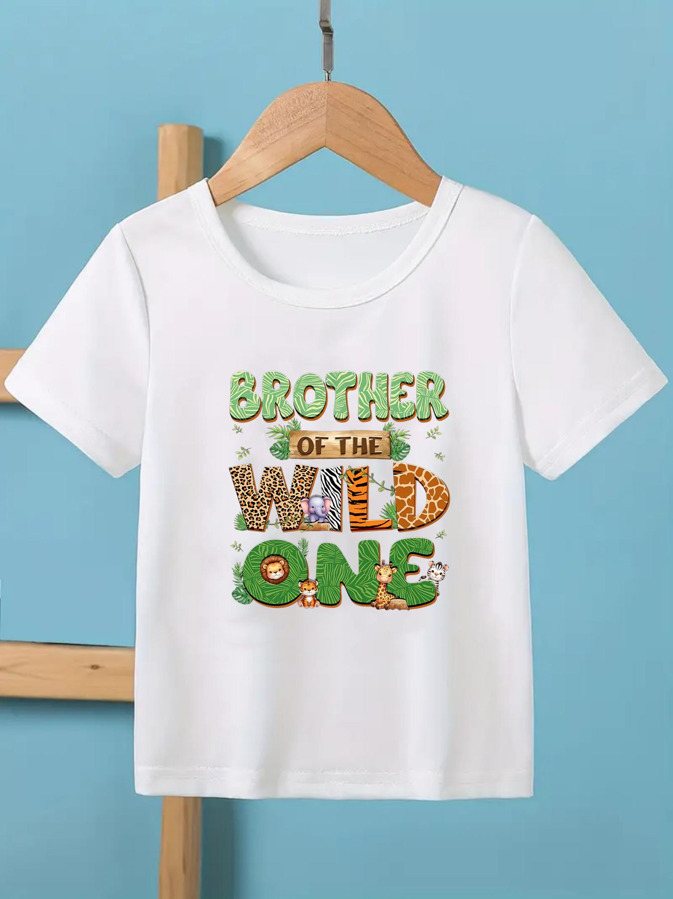 BrotherSister Of The Wild One Zoo Birthday Paty Shirt Jungle Safari TShirt BoysGirls Wildlife Animal Kids Summer Tshirt Tops 100