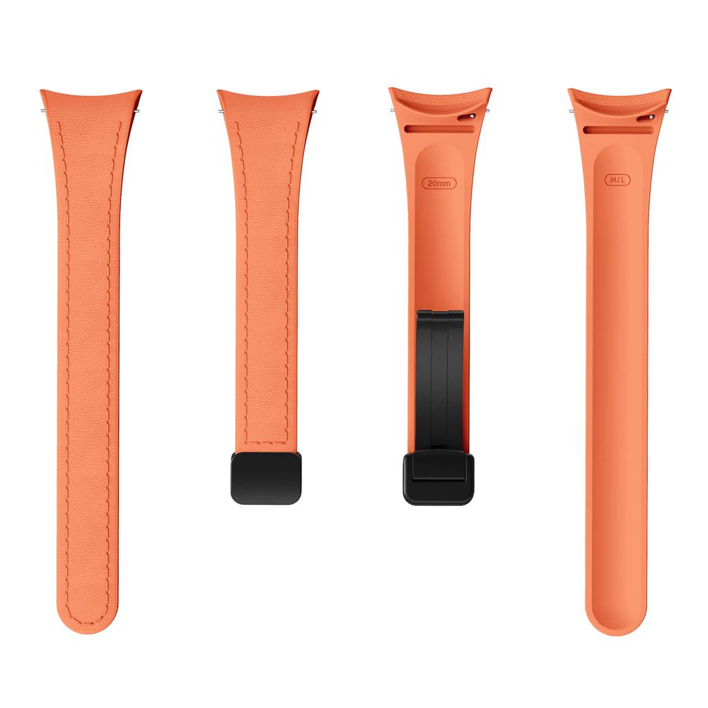 For Samsung Watch FE 40mm/Watch4 Classic Active/Watch 5/Watch6 Classic Magnetic Buckle Leather+Silicone Strap