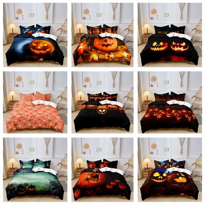 3D Halloween Bedding Set King Queen Bed Duvet Cover Pillowcase 2/3pcs Pumpkin Ghost Cover Set Kid Adult Gift