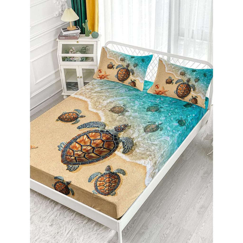 Ocean Turtle Unicorn Pattern Sheet Four-piece Bedding Set Bedroom Dormitory Bedding Decoration
