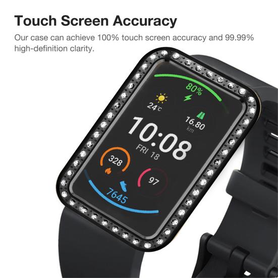 Protective Shell Rhinestone Inlaid Full Protective PC Smartwatch Protective Case for HUAWEI Watch Fit