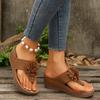 Large size women's shoes summer new slope heel cool slippers wearing flip-flops female flower sandals
