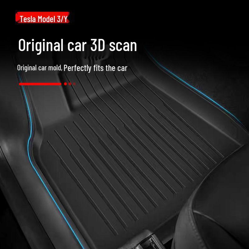 Compatible Tesla Model 3 & Y TPE Odorless Floor Mats & Trunk Backrest Mats