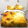 3D Sunflower Printing Set Bedding Floral Pattern Three-piece Set Living Room Bedroom Home Decoration Pillowcase Quilt Cover Gift