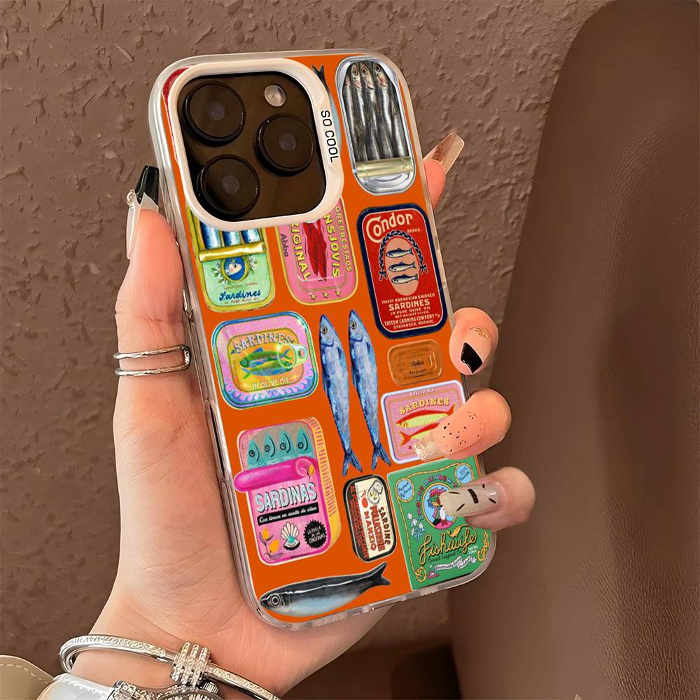 Sardines Fish Art Color Phone Case For IPhone 17 16 15 14 13 12 11 Pro Max Plus Pro Shell