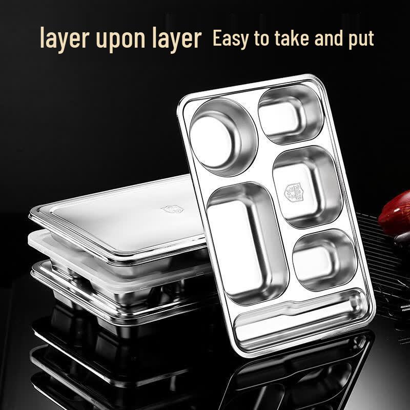 Large 304 Stainless Steel Divided Lunch Tray