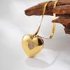 Stainless Steel Heart Photo Pendant Moon Sun Photo Album Necklace Vintage Couple Choker Chain  Gift