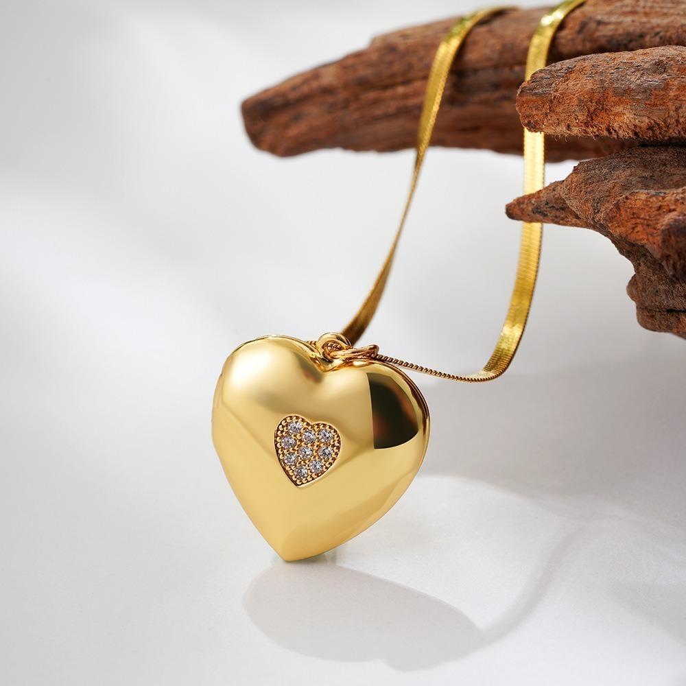 Stainless Steel Heart Photo Pendant Moon Sun Photo Album Necklace Vintage Couple Choker Chain  Gift