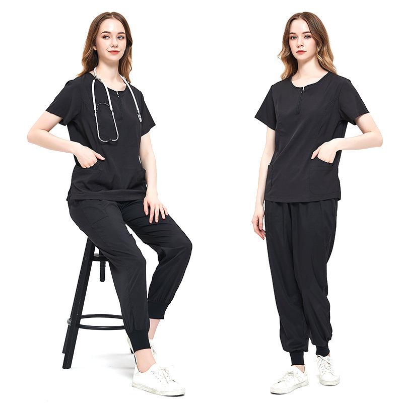 Cross-Border Quick-Dry Nurse Uniform: Summer Short-Sleeved Set with Elastic Handwashing Clothes
