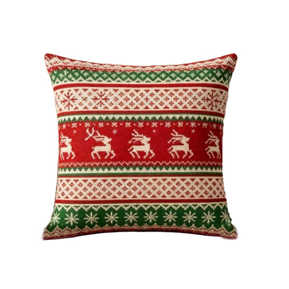 Festive Soft Christmas Pillow Covers 2D Printed Deer Throw Cushion Case Square Plaid Xmas Tree Pillowslip Living Room Decor