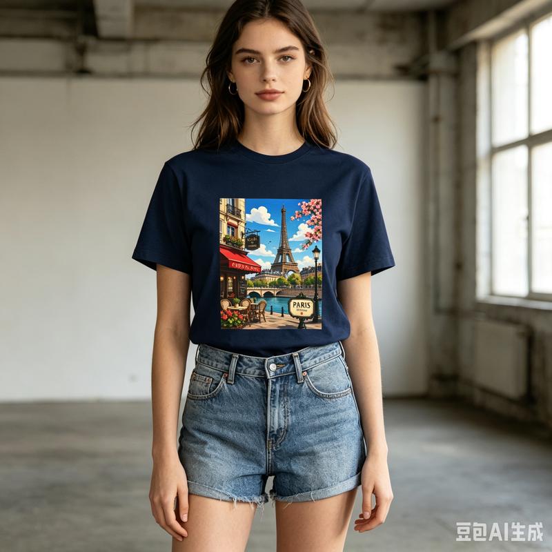 Vintage Paris France Tee Eiffel Tower Cafe Street Travel Print Unisexs Unisexs Casual Short Sleeve T Shirt Harajuku Y2k Top