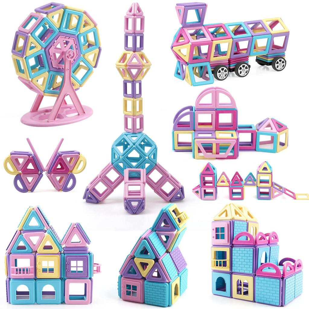 HIWO Magnetic Building Blocks, 173 Pieces, Magnetic Toy for Girls, Educational Toy for Toddlers and Boys, 3D Puzzle, Games, Models, DIY Building