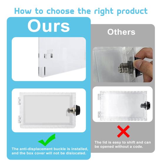 2Pcs Large Universal Thermostat Lock Box with Modifiable Password, Clear Thermostat Guard Cover
