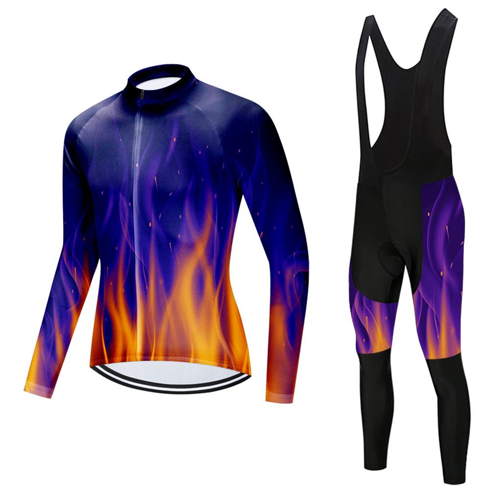Set Long Sleeve Top Strap Pants Cycling Suit 2026 Autumn Breathable Cycling Suit Set