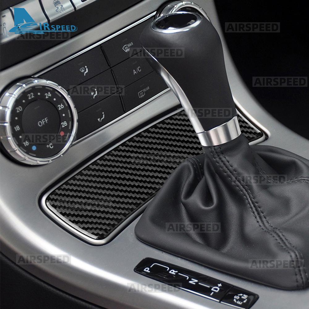 Real Soft Carbon Fiber Trim Sticker For Mercedes Benz SLK R172 2011 2012 2013 2014 2015 2016 Car Gear Ashtray Panel Accessories