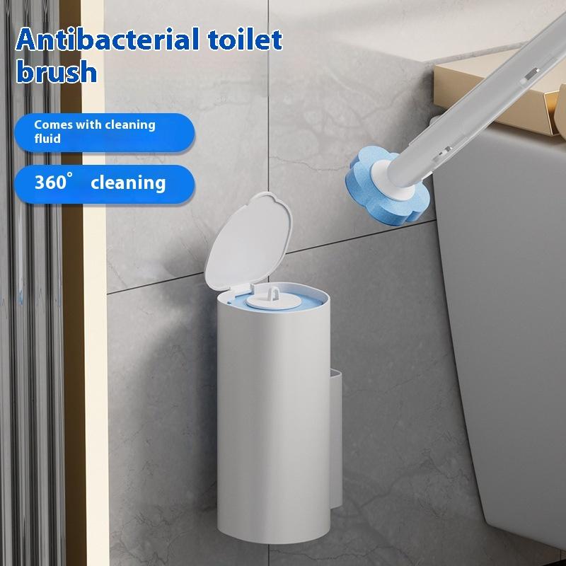 One-piece bathroom cleaning set, toilet disposable toilet brush, cleaning brush head, wall-mounted toilet toilet brush