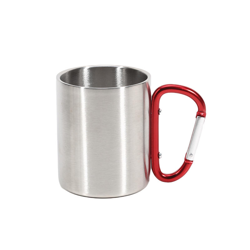 

2026 New 220ml Camping Travel Stainless Steel Cup Carabiner Hook Handle Picnic Water Mug Outdoor Travel Hike Cup Portable mug красный