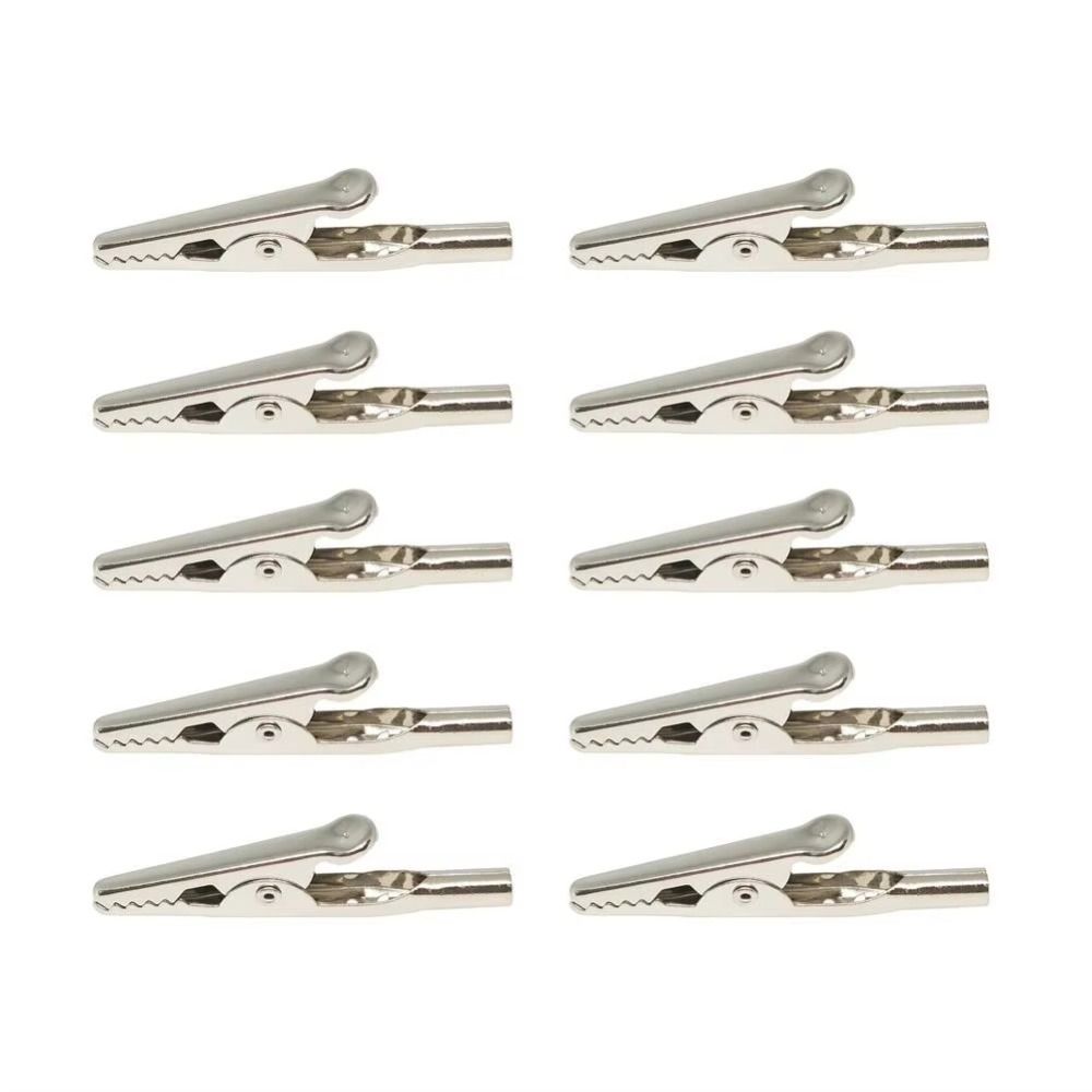 10Pcs/Set Nickel Plated Alligator Clips 51mm 10A Battery Clamps Electrical Testing