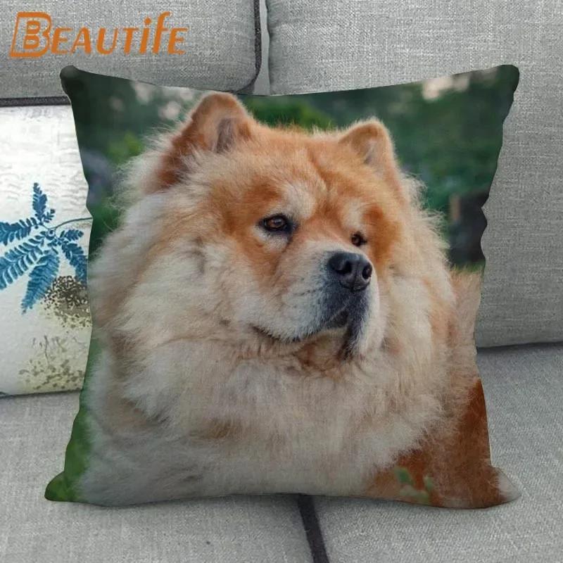 Custom Chow Chow Dog Pillowcase Cartoon Girl Wedding Decorative Cotton Linen Pillow Case For Home Pillow Cover 45X45Cm One Side