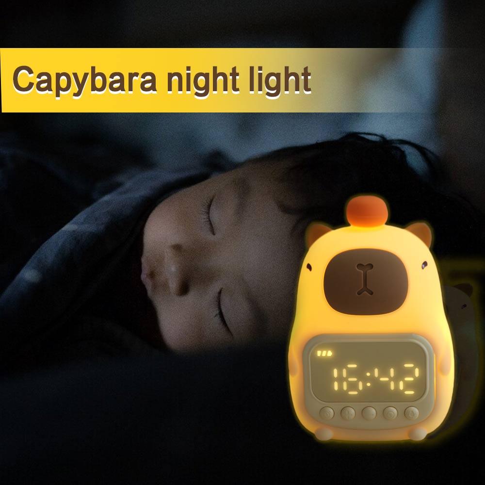 USB Rechargeable Capybara Night Light Capybara Shape Bedside LED Clock  Bedside
