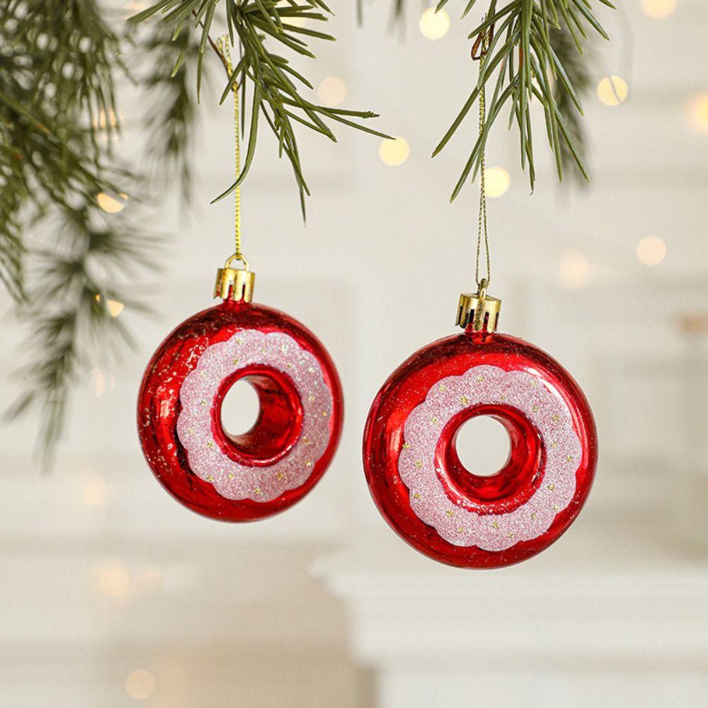 2Pcs Donut Xmas Tree Hanging Exquisite Christmas Santa Claus Pendant  New Year