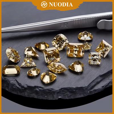 Pierre Moissanite Champagne Avec Ronde/100 Faces/Poire/Émeraude/Radiante/Ovale/Princesse/Cœur/Coussin/Asscher/Marquise