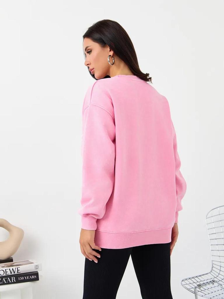 2024 European Style Printed Velvet Thickened Women's Pullover Sweatshirt - Versatile Autumn/Winter Fashion