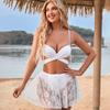 Sexy White Women's Swimsuit 3 Pieces Bikini Set Swimwear Bathing Suit Split Swimsuit