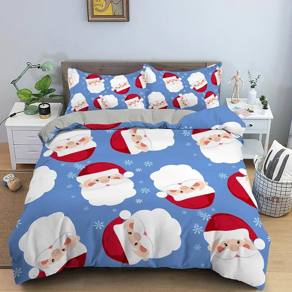 Merry Christmas Bedding Set King Queen Twin Size Duvet Cover Holiday Decorations For Bedroom