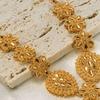 Gifts Gold Color Necklace Earring Set 24K Gold African Bridal Jewelry Sets  Women