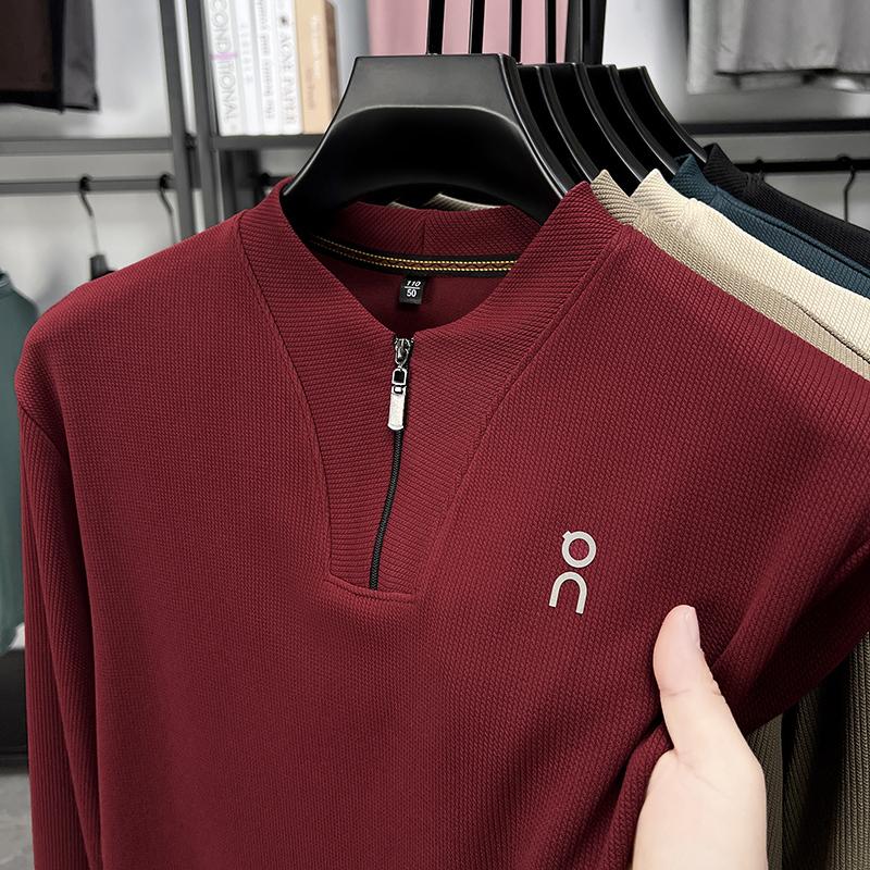 Men's Quarter Zip Waffle Knit Pullover, Stand Collar Long Sleeve Casual Top, Breathable Lightweight Shirt for Daily Wear