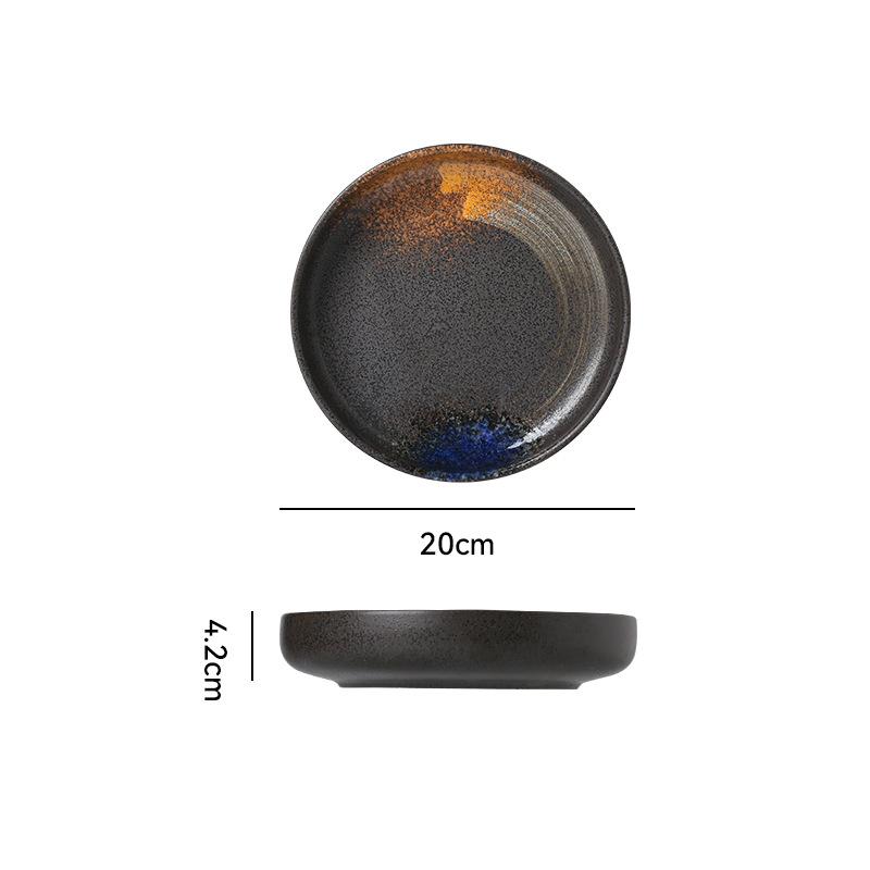 Japanese Retro Ceramic Tableware Rice Plate Restaurant Hotel Steak Plate Western Plate Household Deep Plate Soup Plate