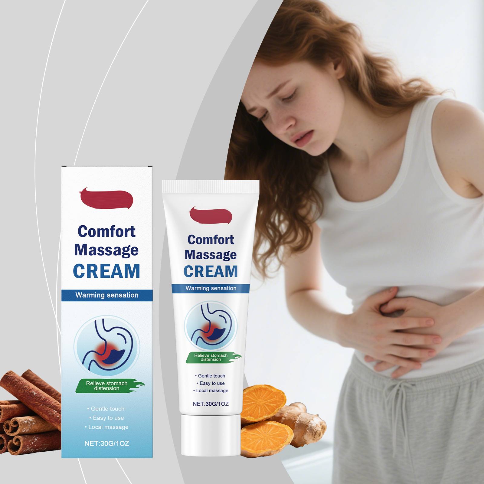 

Травяной гель Комфорт Массажный крем Травяной массажный крем Подходит при дискомфорте в животе и вздутии One Size белый