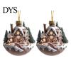 Lightweight Key Chain Accessories 2Pcs Fairy Tale Coffee Cup Snow House Christmas Ornaments, Double-sided Acrylic Gingerbread Tree Decor Hanging