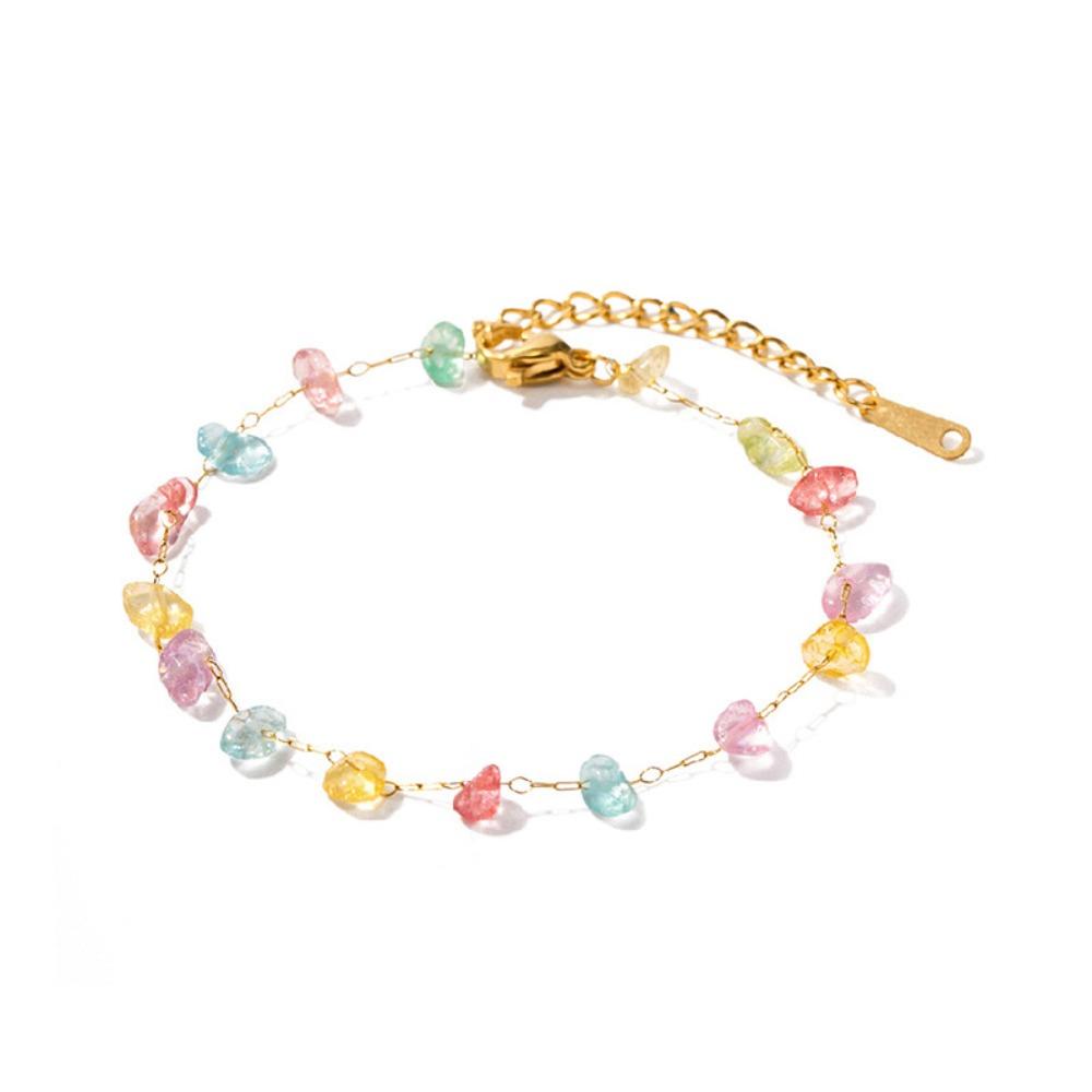 Beads Design Beaded Necklace Stainless Steel Colored Stone Necklace Beaded Bracelet  Summer Season Bracelet