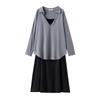 A New Laid-back Style Casual Top for Plus-size Women's Clothing In Spring and Autumn, Layered Over A Halter Dress Two-piece Set