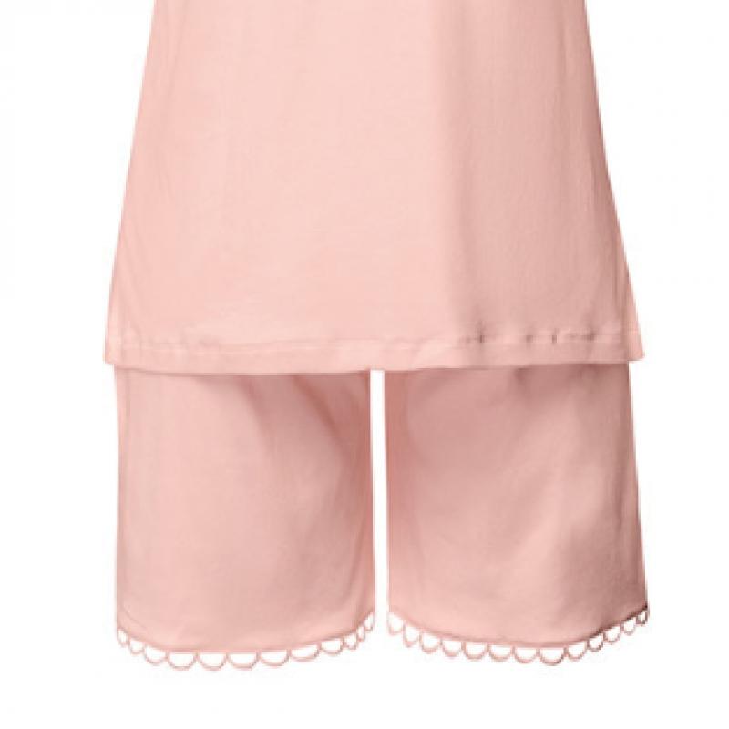 Hanro Cotton Short Sleeve Pajama Set 74810 Pink Blaze