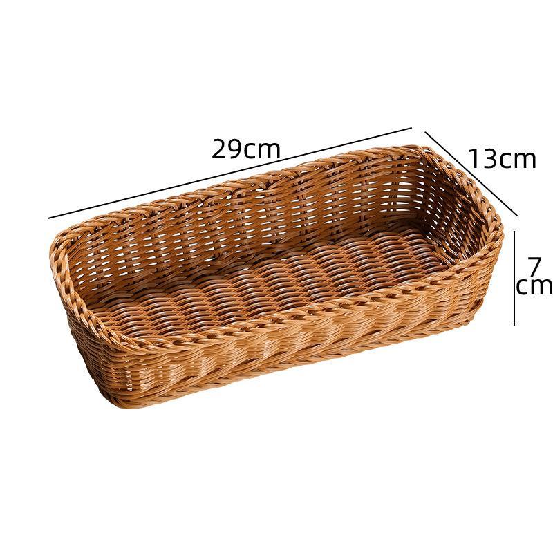Imitation Rattan Storage Baskets Waterproof Woven For Kitchen Bathroom Desktop Snack Organizer