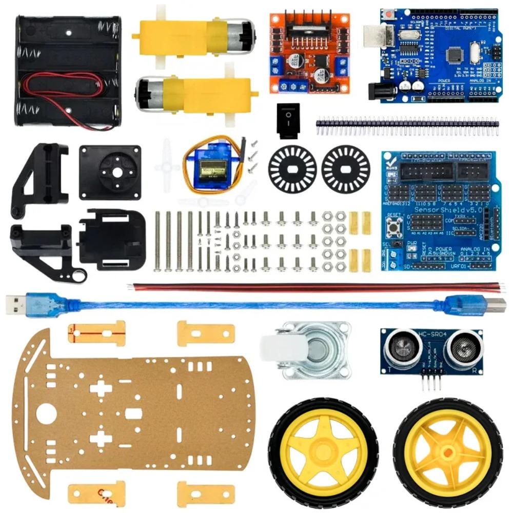 4WD Electronic Smart Car Kit for Arduino R3 Board with Speed Encoder And Battery Box DIY Robot Chassis Kit