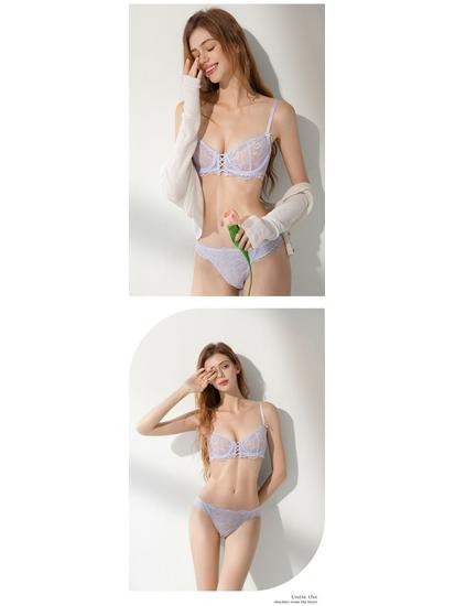 Sada francouzského krajkového spodního prádla: Lehká, prodyšná a minimalizující podprsenka a kalhotky na léto