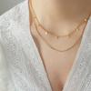 Double Layered Two Chain Necklace for Women Girls - Waterproof 18K Gold Plated Titanium Steel Layering Necklaces Jewelry Gifts