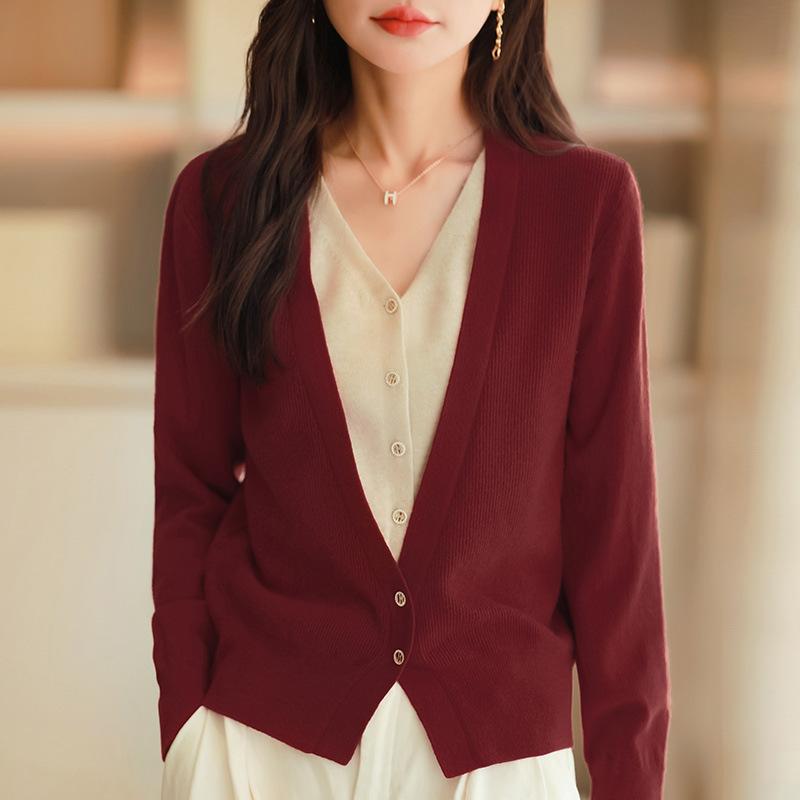 Women S Long Sleeve V Neck Knit Cardigan Casual Outerwear